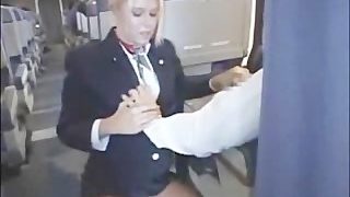 Flight Attendent sucks cock