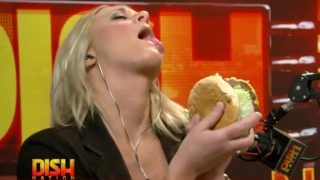Radio Host (Dish Nation) Heidi Tonguing A Hamburger (Long Ass Tongue)