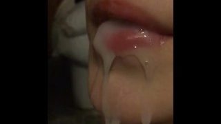 cum dripping mouth