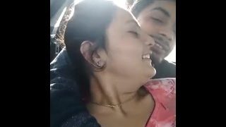 indian marrried girl romance with ex boyfriend in car nd kissing each other