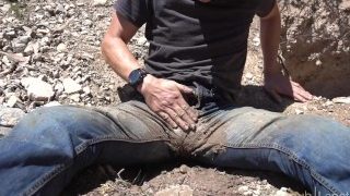 Public pissing jeans at a mine