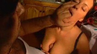 Horny wife ass fucked and eats spaghetti cumshot