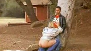 Kinky girlfriend face fucked in a park