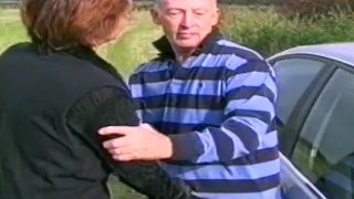 Older mature couple risky outdoor sex