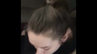 18 year old shows off deepthroat swallows cum