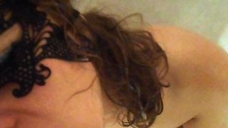 Covered in sperm horny wife sucks husband, rough deep throat and facial.