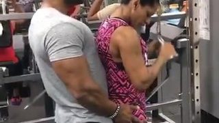 Gym trainer having all the fun he wants.mp4