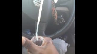 Huge cumshot in my car BBC Nut Bust Big Black Dick