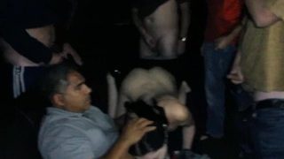 Petite Pale Party Chick GangFucked in Porno Theater