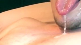 Tongue/Mouth View from a Cum Eating Cumshow! Multiple Orgasms!