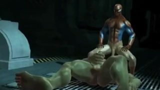 Hulks fuck rage with spiderman