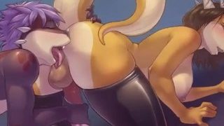 Shemale Furry gets Her Cock Stroked and Her Ass Licked