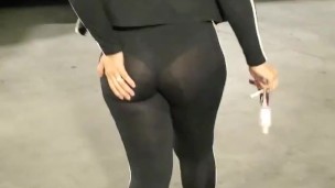 Candid Big Booty Wife in See Through Leggings