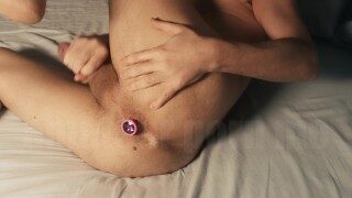 Anal virgin Training Solo Male using my wife’s buttplug to test my asshole Part 1